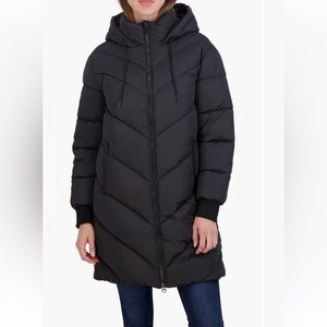 NWT SEBBY Chevron Hooded Puffer Jacket Sz: XS